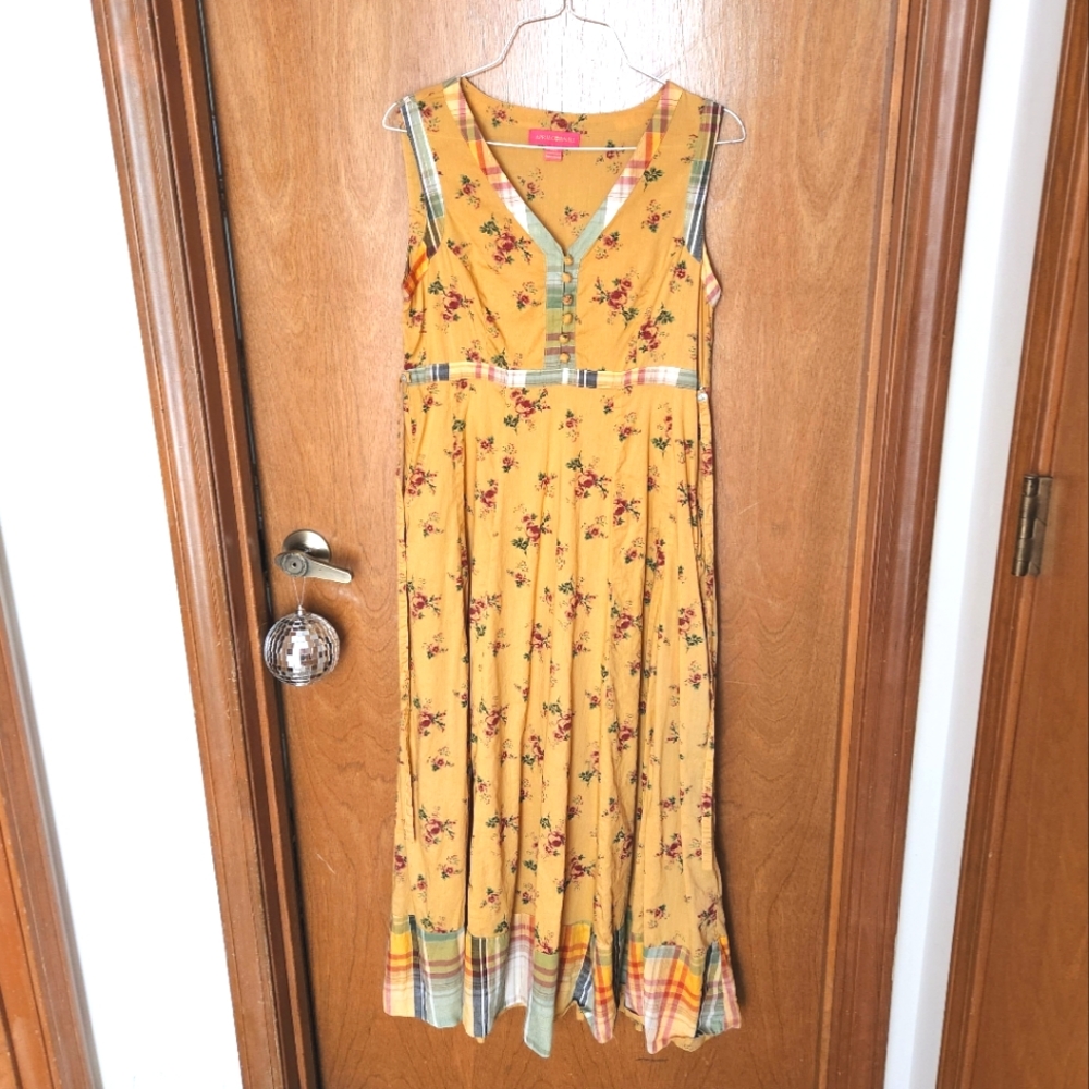April Cornell Yellow Floral Tea Rose Dress